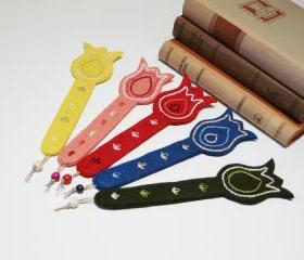 Felt bookmarks Embroidered tulip bookmark 5 pieces set