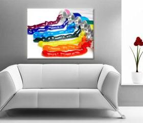 15x11 Digital printed Canvas Ink Tubes to your wall colorful like a rainbow photo (size: 15x11 inch plus border).