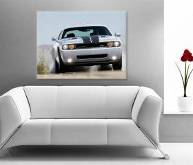 15x11 Digital printed Canvas muscle dodge car to your wall sport dodge challenger (size: 15x11 inch plus border).