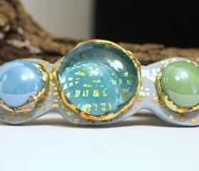 Barrette, Hair clip, boho, gypsy, hippie, gold, gilt, stones, hair accessory, formal, holiday, dressy, unique