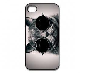 Cat With Glasses iPhone 4/ 4s /5 Case / Cover. Silicone Rubber / Hard Plastic