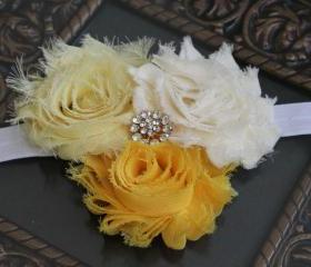 Yellow Shabby Flower Headband