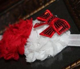 Red & White Shabby Valentine Headband