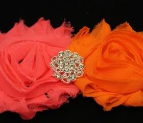 Neon Pink & Orange Shabby Headband