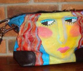 Hand Painted Handbag Purse Shoulder Bag Hobo Bag