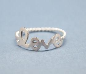 Love with twisted ring band in 925 sterling silver-size 8