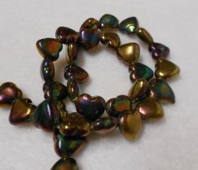 Oil Slick Finish Glass Heart Beads Valentine Heart beads