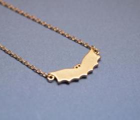 Cute Bat necklace in matte gold