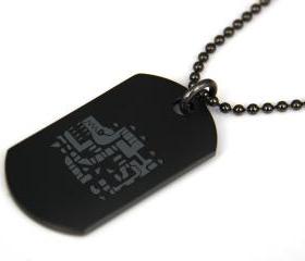 Monster Hunter Tigrex Black coated Stainless Steel Dog Tag Necklace