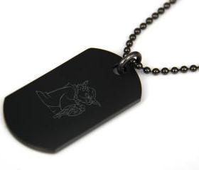 Star Wars Yoda Black coated Stainless Steel Dog Tag Necklace