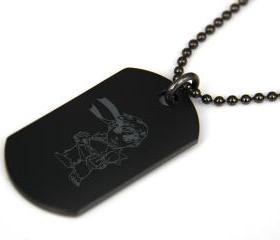 Street Fighter Ryu Black coated Stainless Steel Dog Tag Necklace