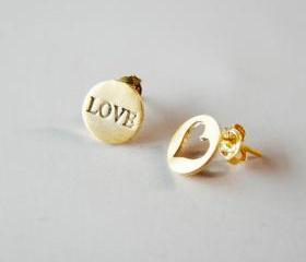 LOVE & HEART earring -silver post