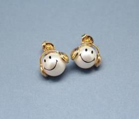  Music is my life smile man post earrings in gold