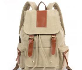 Fashion Cream retro with leather Backpack