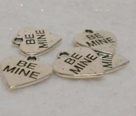 Valentine Heart Charm Be Mine Charm Conversation Heart Charm Lot of 6