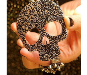 Vintage Flower Skull Chain Necklace