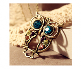 Vintage Owl Pendant Necklace Jewelry