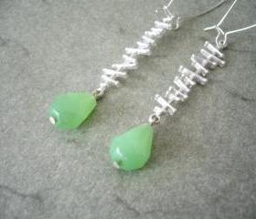 green drop earrings