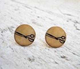 Small ear posts, Ivory Vintage Scissors Earrings , Super Sweet Gift