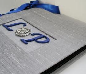 Wedding Guestbook or Album - Monogram & Rhinestone Brooch