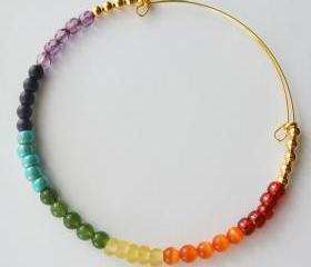 Expandable Bangle Bracelet-Rainbow Chakra Bracelet