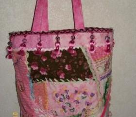 Pink Cottage Chic Crazy Patch Tote