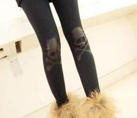 Ladies Black Elastic Cotton Leggings One Size VF0007b