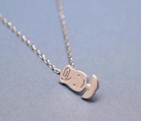 Tulip flower pendant necklace in silver