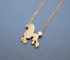 Lovely Poodle Dog pendant Necklace in GOLD