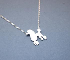Lovely Poodle Dog pendant Necklace in SILVER
