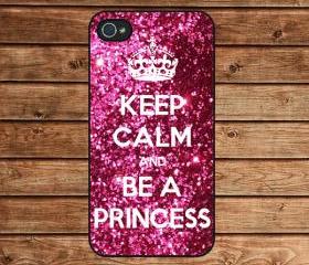 iphone 4 case,iphone 4s case,apple iphone case--Sparkle Painting,Keep Calm and be a princess,in plastic or silicone case