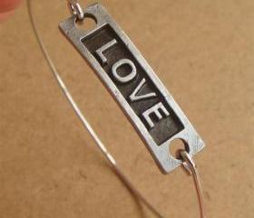 Love Bangle Bracelet, Simple Everyday Jewelry, Elegant gift, Bridesmaid Gift, Bridal Wedding Jewelry