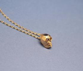 Cute Tiny Baby Skull Necklace in gold