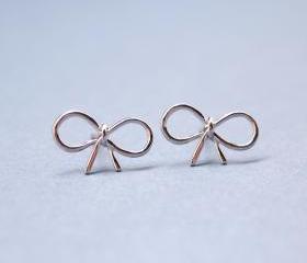 Little Bow Stud Earrings in SILVER