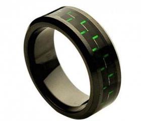 Ceramic Ring 'FREE ENGRAVING' Wedding Green and black carbon fiber Inlay Band MMCR248 8mm Black Ceramic engagement ring
