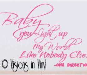 One Direction Baby you light up my World Decal