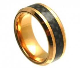 Tungsten wedding band ' FREE ENGRAVING ', MMTR328 Rose Gold PlatedTungsten Carbide engagement rin