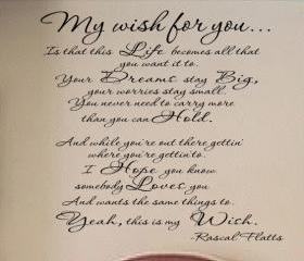My Wish Rascal Flatts Lyrics Decal