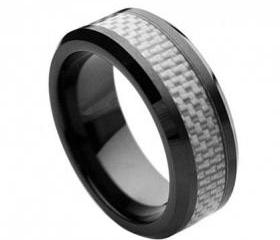 Ceramic Ring 'FREE ENGRAVING' Wedding White Carbon fiber Inlay Band MMCR243 8mm Black Ceramic engagement ring