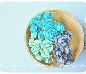 Blue Mulberry Rose Buds paper flower mixed color / pack 