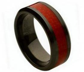 Ceramic Ring 'FREE ENGRAVING' Wedding Red Carbon fiber Inlay Band MMCR241 8mm Black Ceramic engagement ring