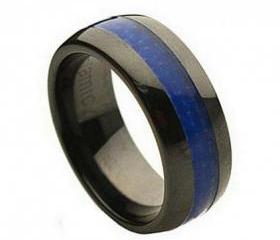 Ceramic Ring 'FREE ENGRAVING' Wedding Blue carbon fiber Band MMCR239 8mm Black Ceramic engagement ring