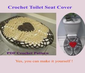Crochet Pattern - Valentine Toilet Seat Cover for Both Standard and Elongated Toilet Seats (6VC2013)