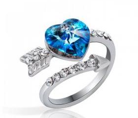Cute Cupid's Arrow and Heart Ring with SWAROVSKI ELEMENT Design