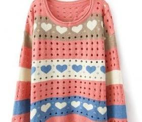 Pink Loose Women Knitting Sweater One Size VF0011p