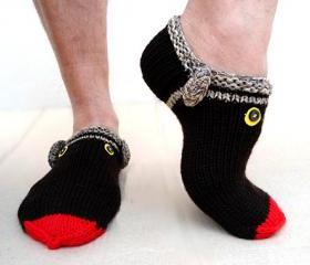 Funny Animals Slippers,Knit Slippers, Brown Red Beige Slippers, House Slippers,Unisex