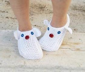 White Knit Slippers, Funny Animals Slippers, House Slippers,Unisex
