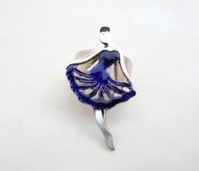 Ballerina Ring in Purple Dress, Jewelry for her, Adjustable Ring, Under 20