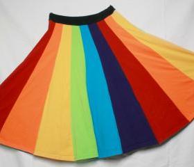 Rainbow Upcycled T-shirt skirt Kawaii Boho Festival M L 