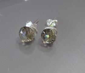 Sterling Silver Smoky Quartz Post Earrings, Sterling Silver Quartz Studs, Bridesmaid Gift, Wedding Party Gift, Bridal Party Gift